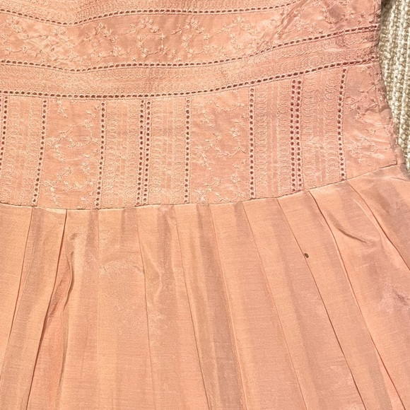 Antonio Melani Peach Square Neck Dress Size 2 Silk Cotton Midi Formal Lined - Picture 5 of 9